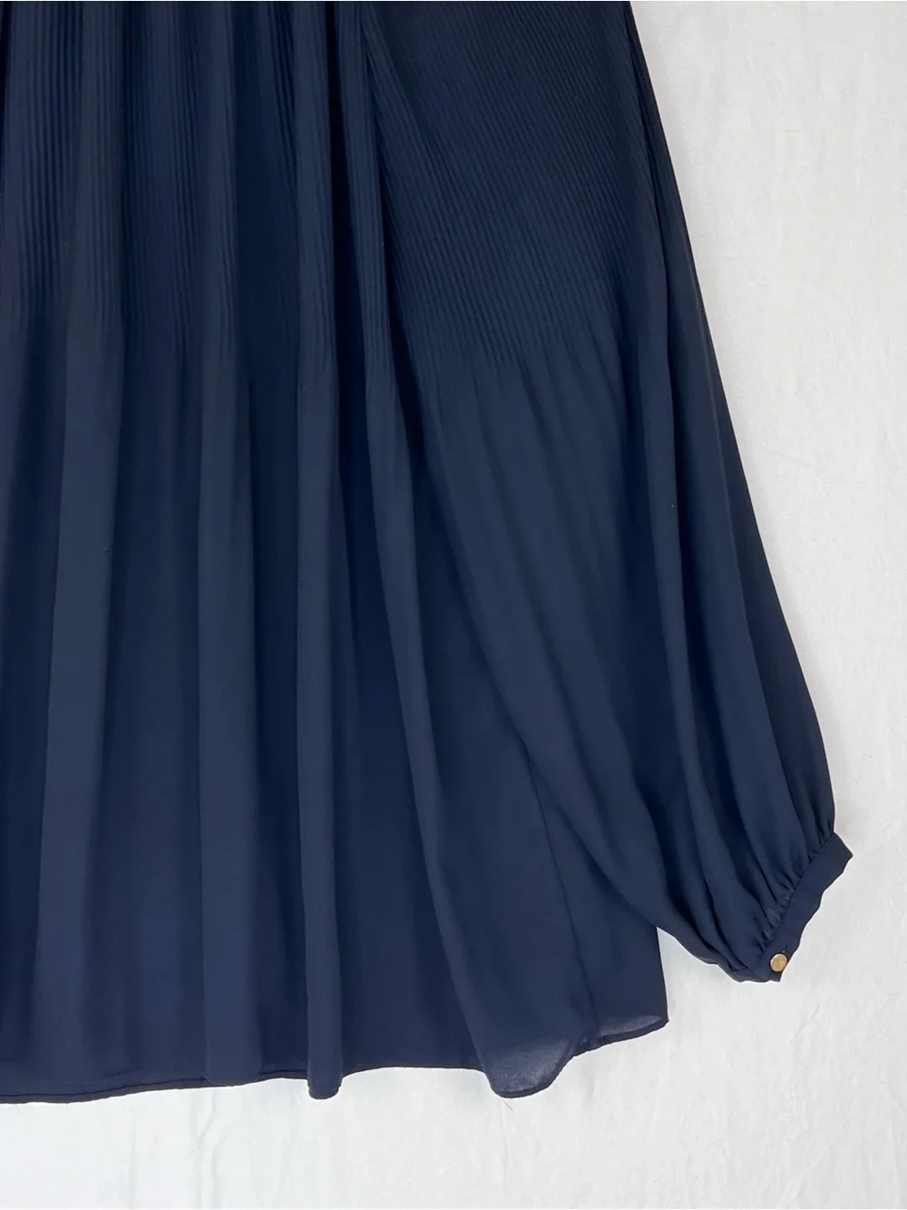 Lauren Ralph Lauren Georgette Tie-Neck Top LRL Blue 3XL Pleated Classic Office